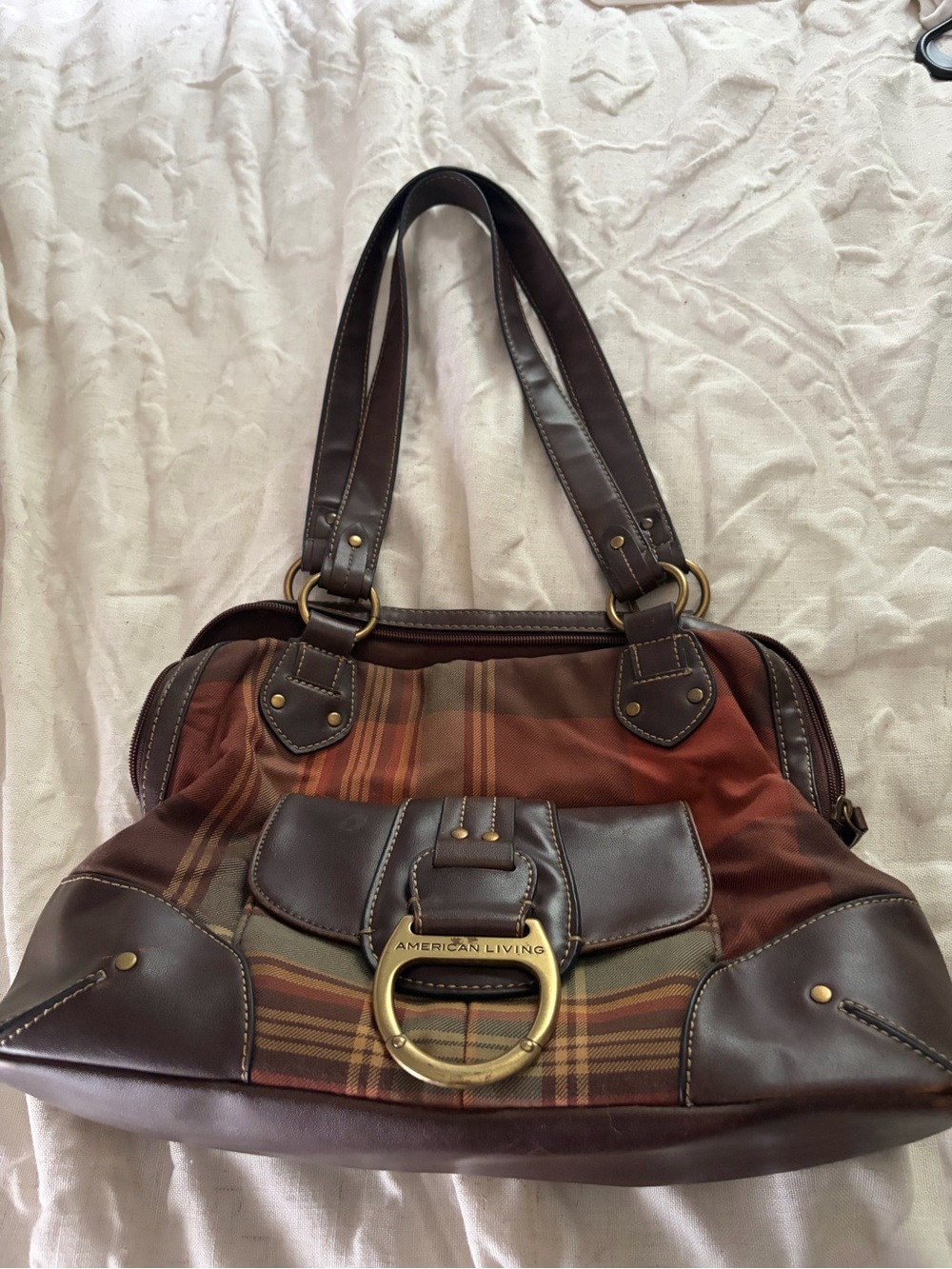 VINTAGE AMERICAN LIVING PLAID SHOULDER BAG IN AUTUMN COLORWAY 🍂